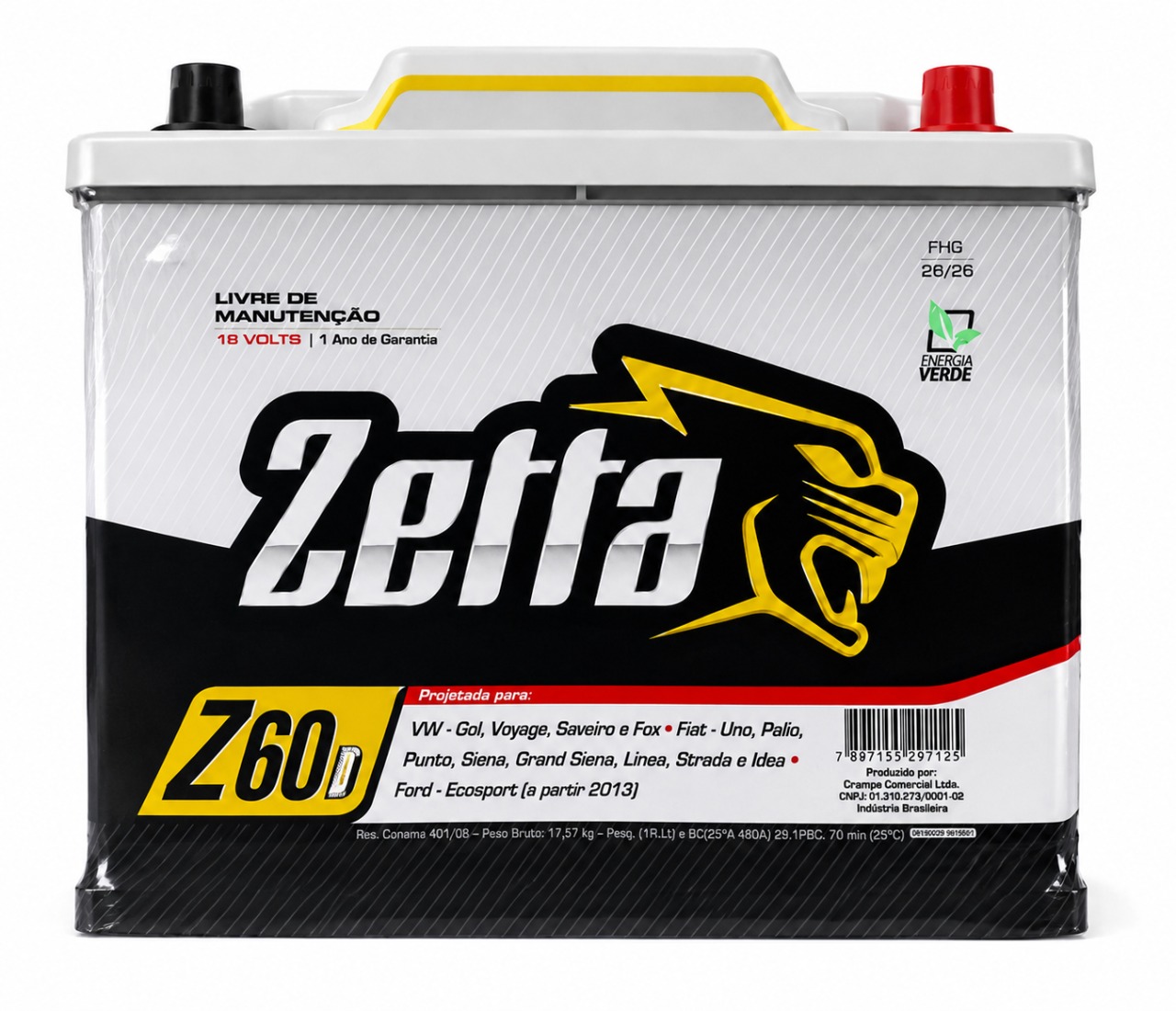 Bateria automotiva Zetta Z60D