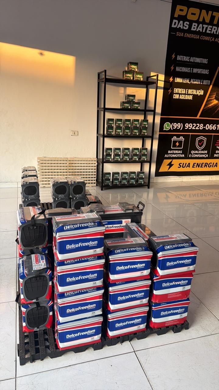 Estoque de baterias Delco Freedom na loja